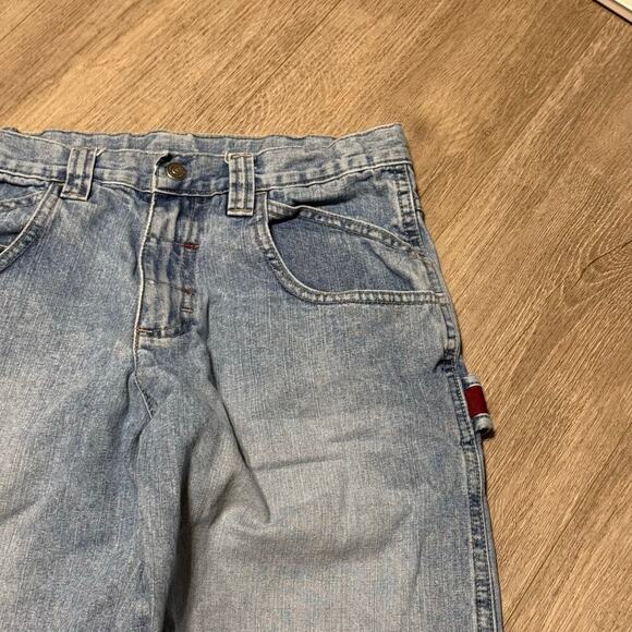 Vintage Lee Dungarees Carpenter Jeans 16R Light Wash 100% Cotton Relaxed Fit - Picture 3 of 16